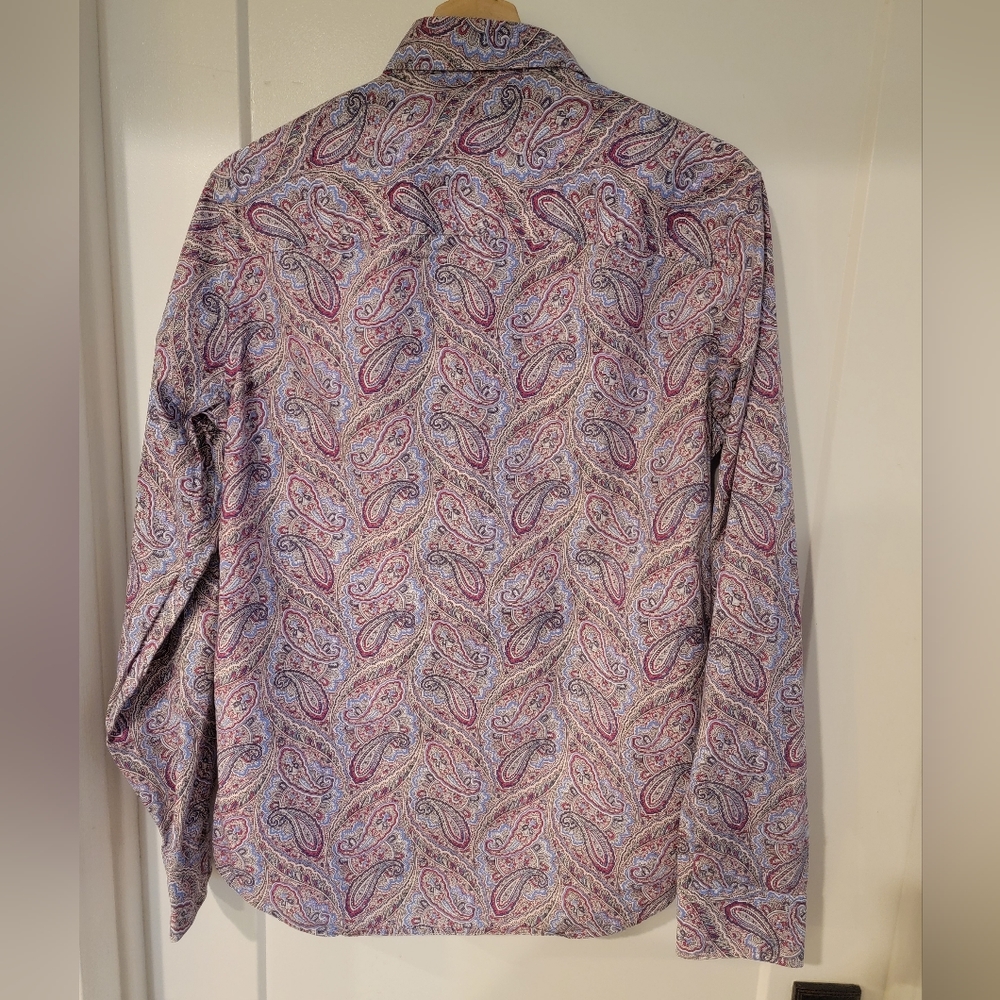 Vibrant Paisley Pattern Button Down Long Sleeved … - image 5